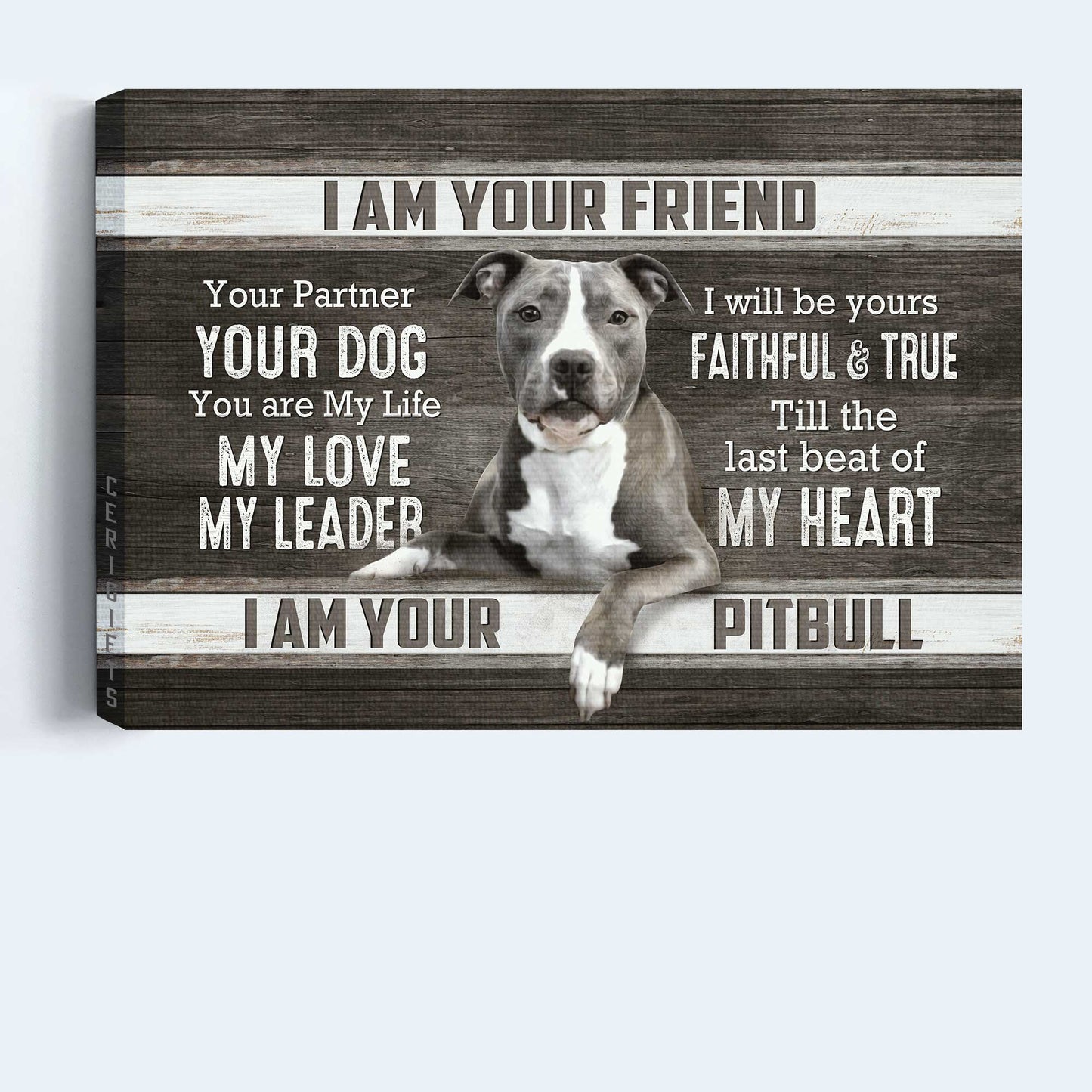Pitbull Landscape Canvas- Pitbull drawing, Black and white painting canvas- Gift for dog lover- I am your friend - Dog Landscape Canvas Prints, Wall Art