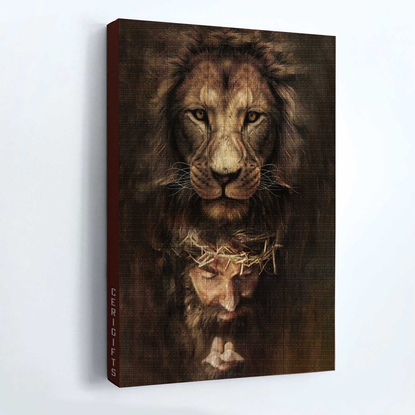 Jesus Portrait Canvas- Jesus Painting, Lion of Judah, Jesus Face- Gift for Christian - Portrait Canvas Prints, Wall Art