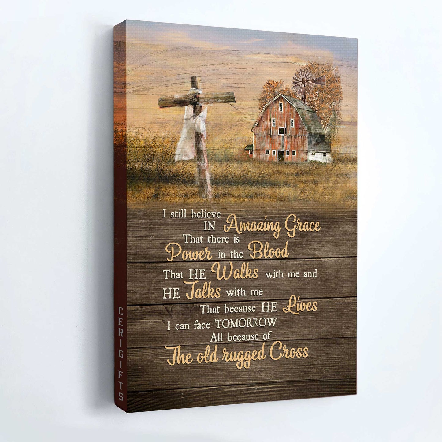Jesus Portrait Canvas- Meadow land, Wooden cross canvas- Gift for Christian- I still believe in amazing grace - Portrait Canvas Prints, Wall Art