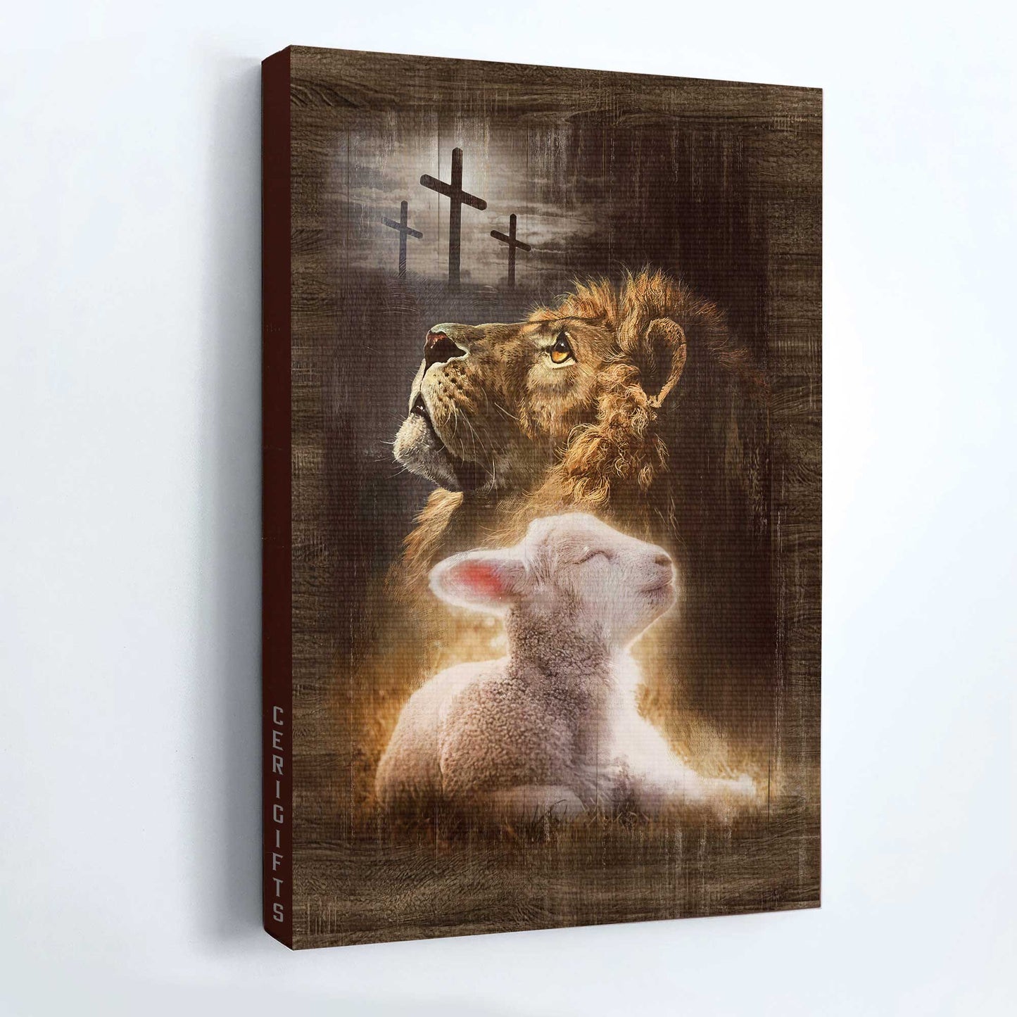 Jesus Portrait Canvas- Lion of Judah, Lamb of God, The rugged crosses- Gift for Christian - Portrait Canvas Prints, Christian Wall Art