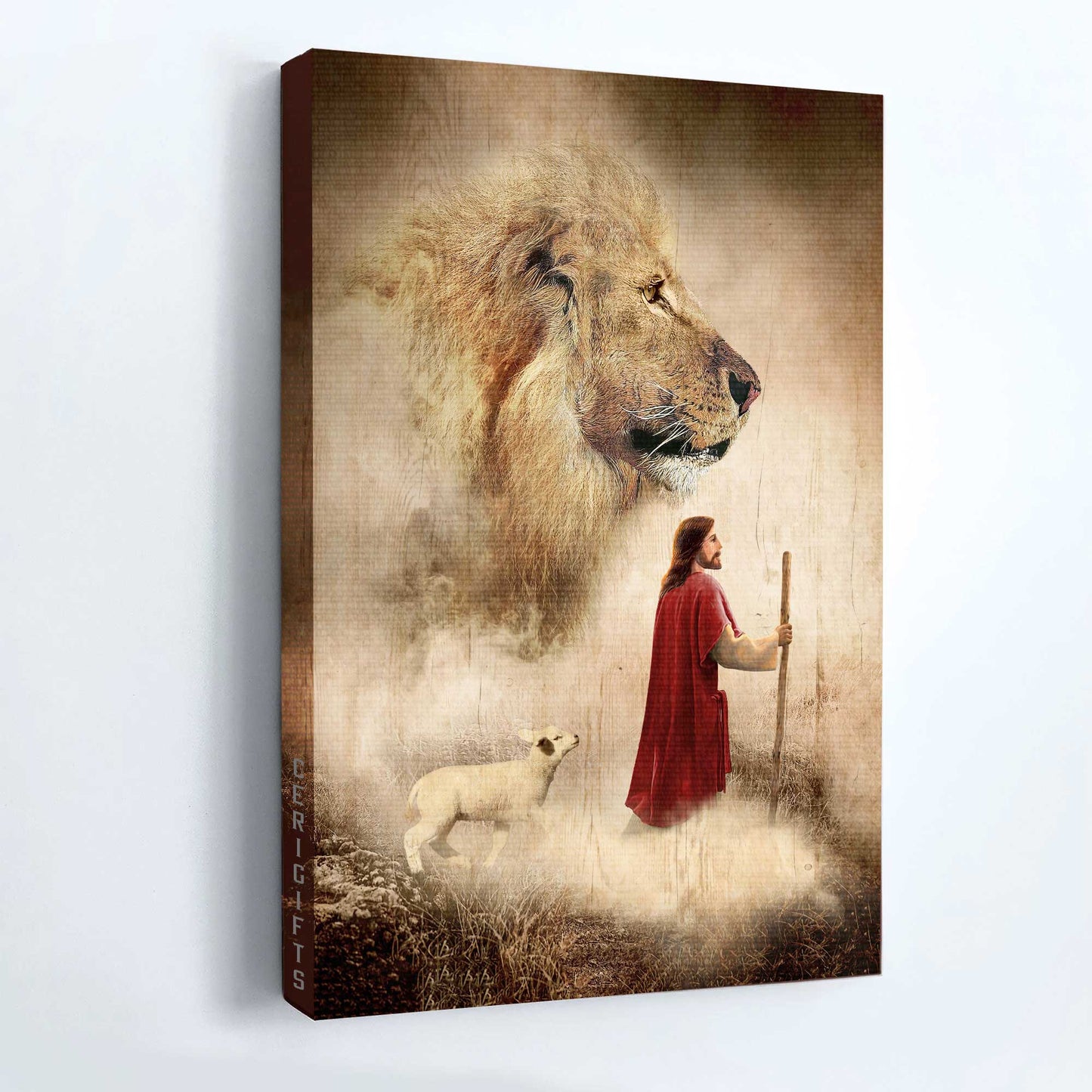 Jesus Portrait Canvas- Jesus painting, Lion king, Animal drawing- Gift for Christian - Portrait Canvas Prints, Wall Art