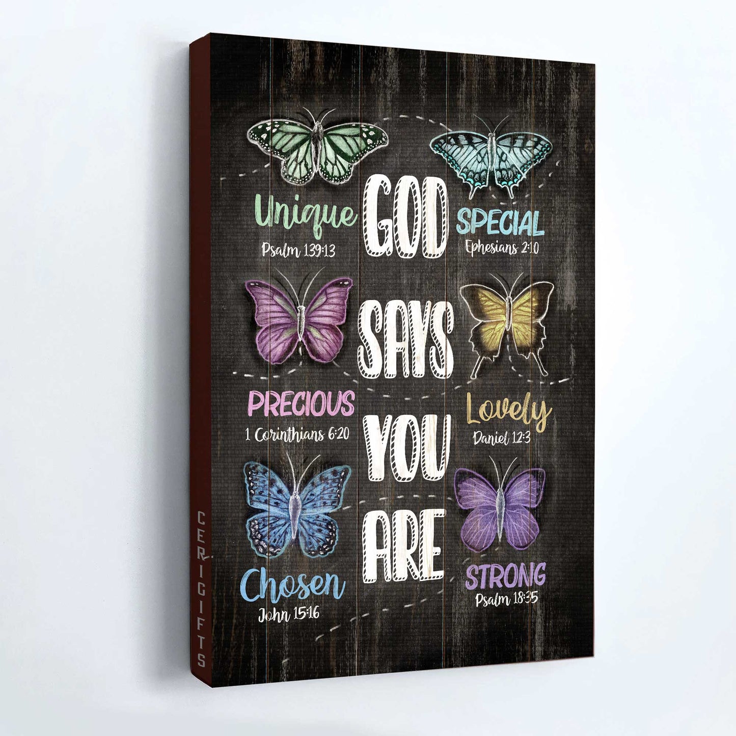 Jesus Portrait Canvas - Watercolor butterflies, Bible verses Portrait Canvas - Inspirational gift, Gift For Religious Christian - God says you are