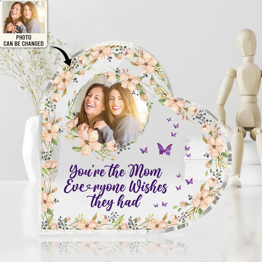 Mother's Day Happy Day The Greatest Mommy Custom Photo - Heart Shaped Acrylic Plaque - Personalized Photo Gifts For Mother, Mom, Mama, Grandma