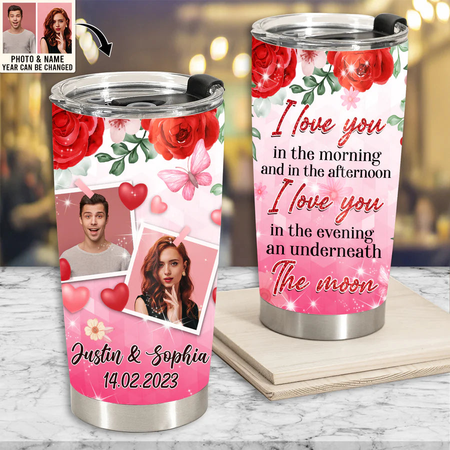 Valentine Personalized Tumbler, Personalized Photo Gifts, Valentines Gift For Her, Him, I Love You Forever Custom Photo Personalized