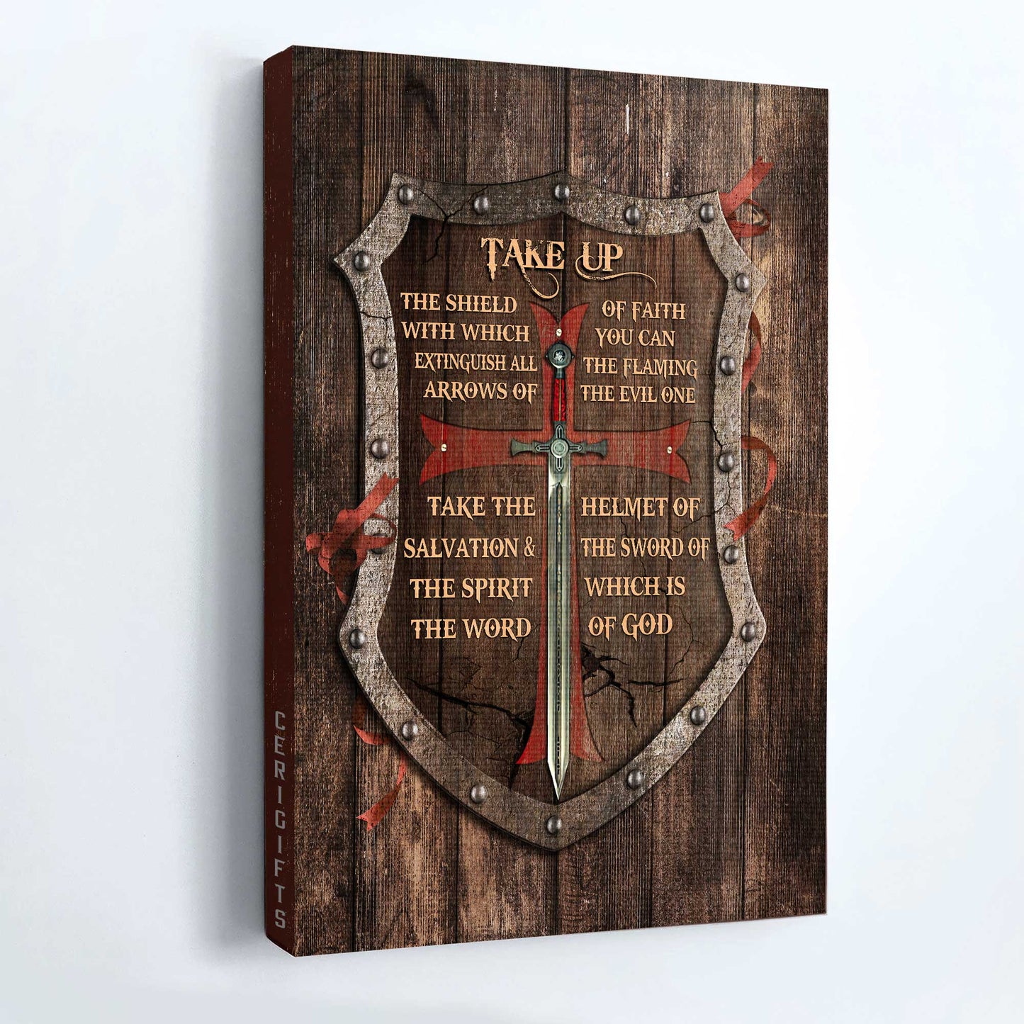 Jesus Portrait Canvas- Shield drawing, The warrior- Gift for Christian- Take up the shield of faith - Portrait Canvas Prints, Christian Wall Art