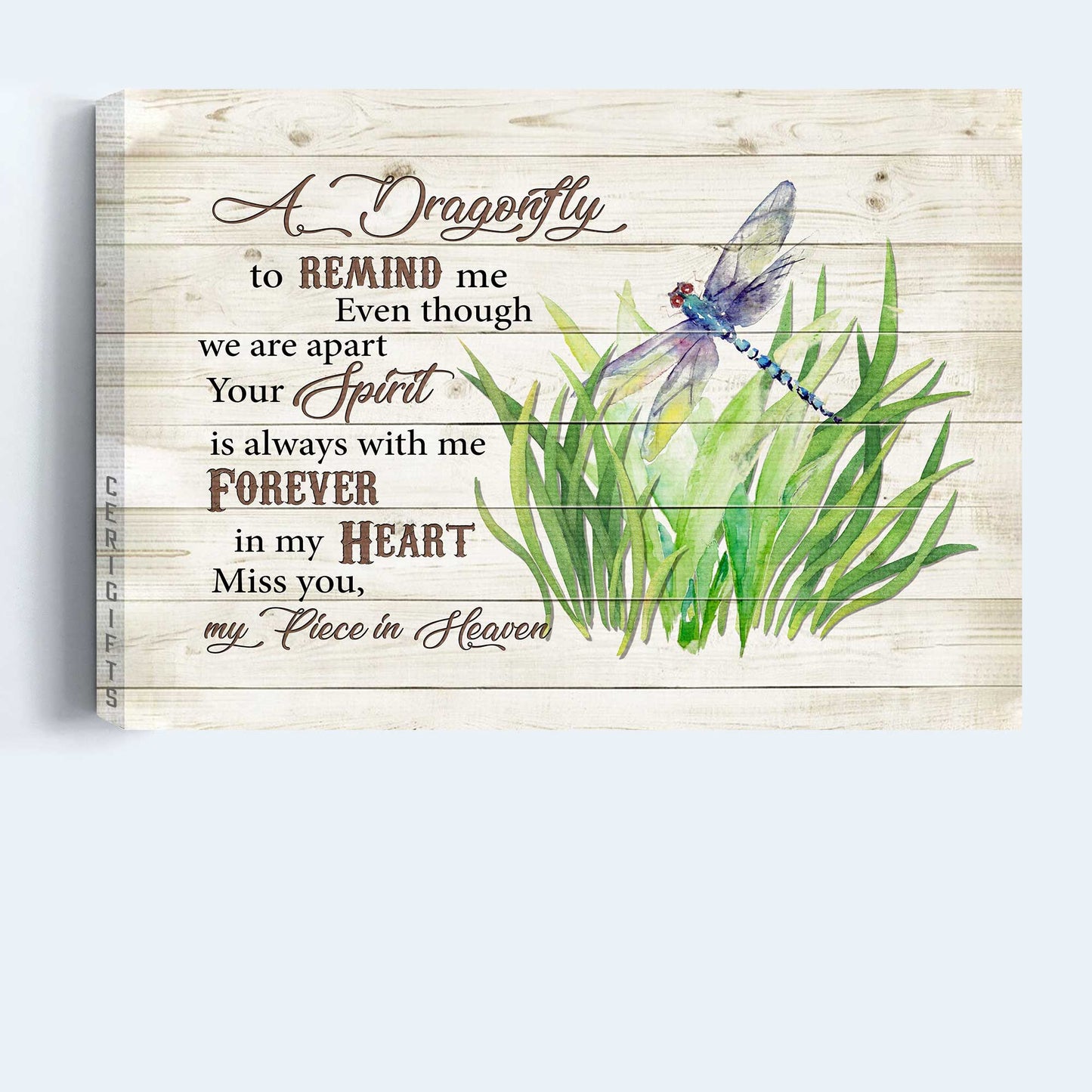 Memorial Landscape Canvas- Dragonfly, Grass canvas- Gift for members family- A dragonfly to remind me your spirit is always with me