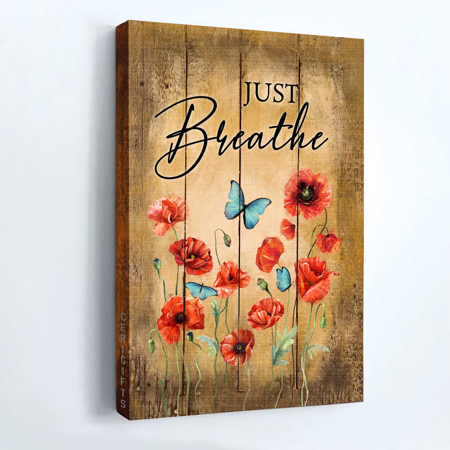 Jesus Portrait Canvas- Poppy, Blue Butterfly, Just breathe canvas- Gift for Christian - Portrait Canvas Prints, Wall Art