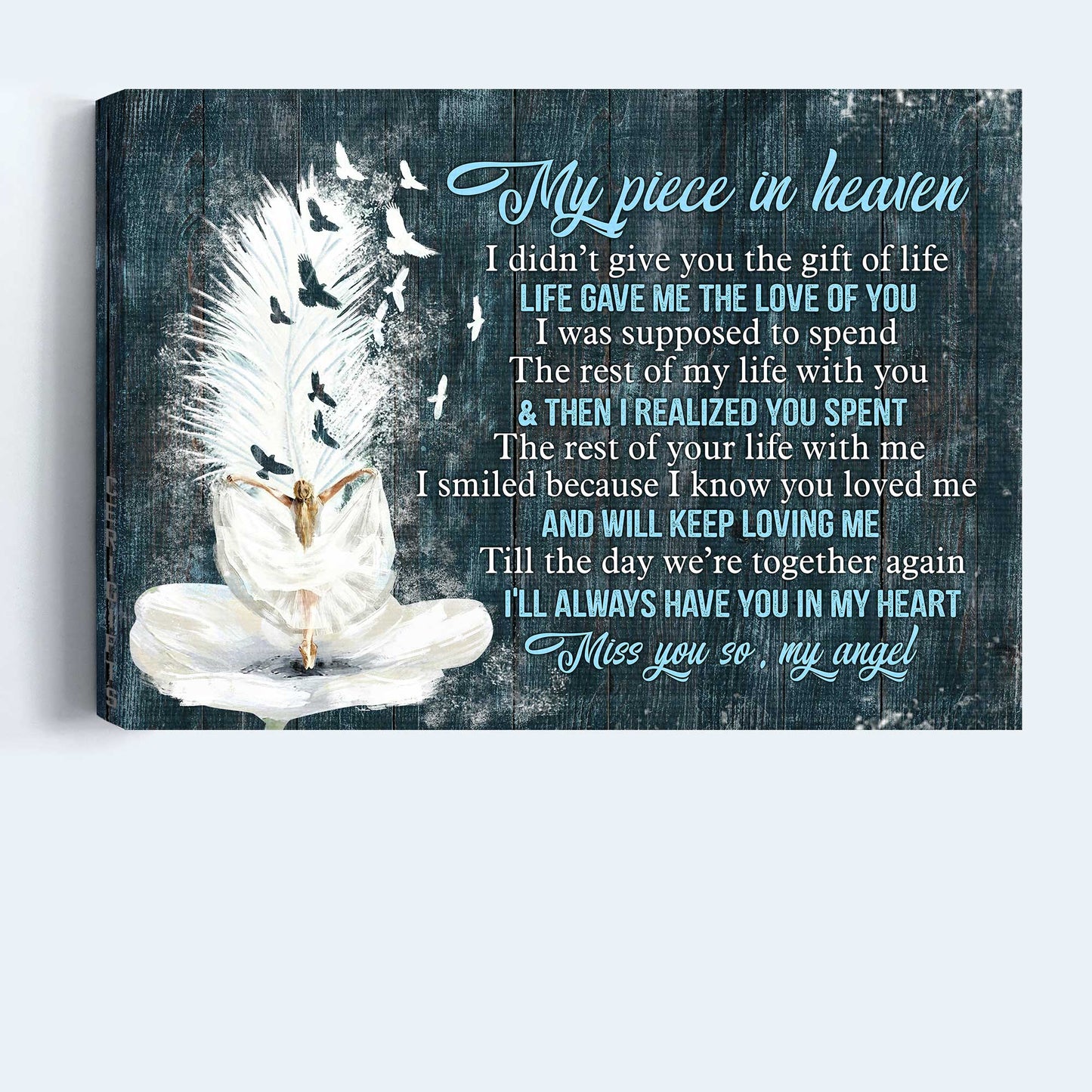 Memorial Landscape Canvas- Ballerina Painting, White Feather, Dove Drawing, Heaven Landscape Canvas- Gift For Members Family- I Will Always Have You In My Heart