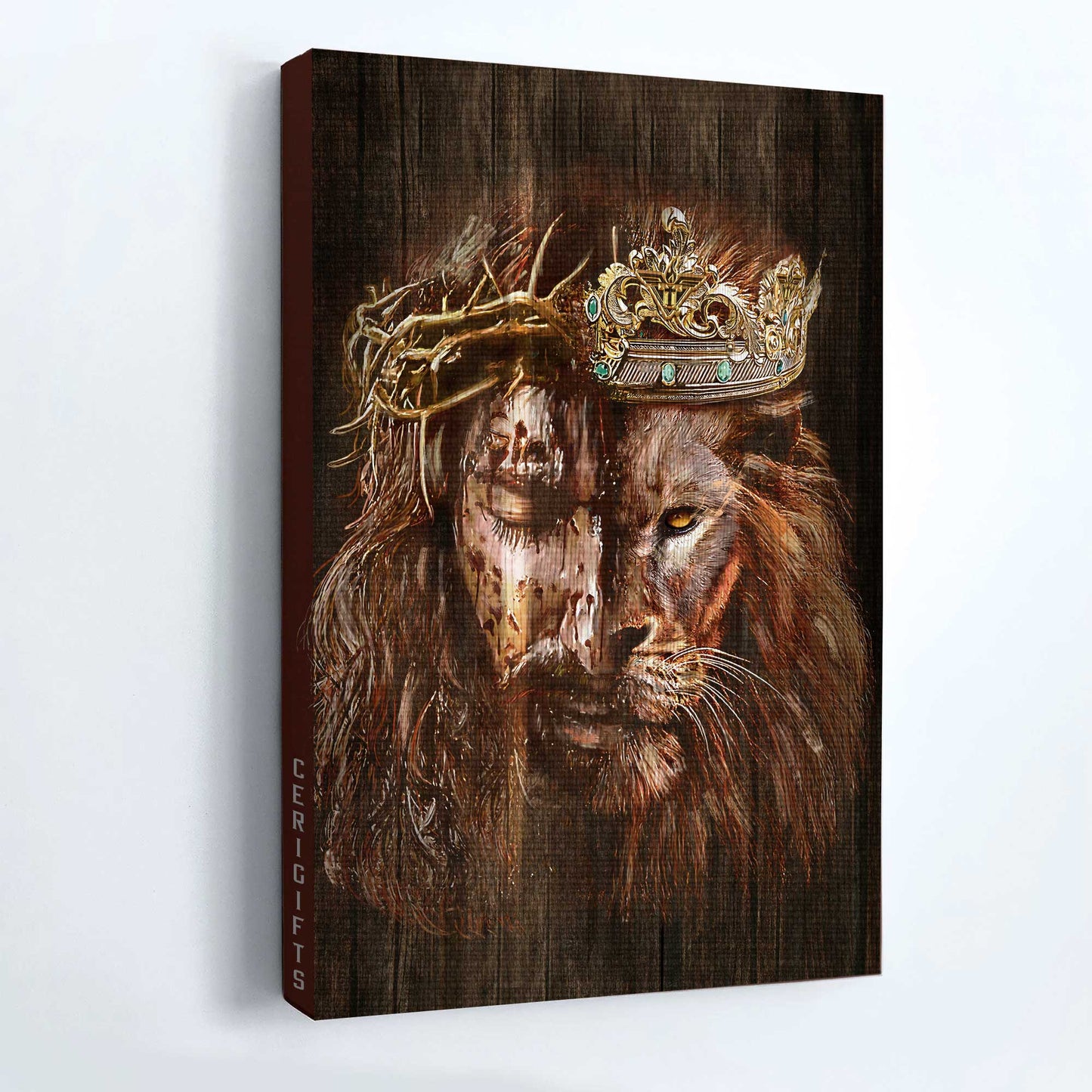 Jesus Portrait Canvas- Lion of Judah, Jesus the King, Awesome crowns, The great combination- Gift for Christian - Portrait Canvas Prints, Christian Wall Art