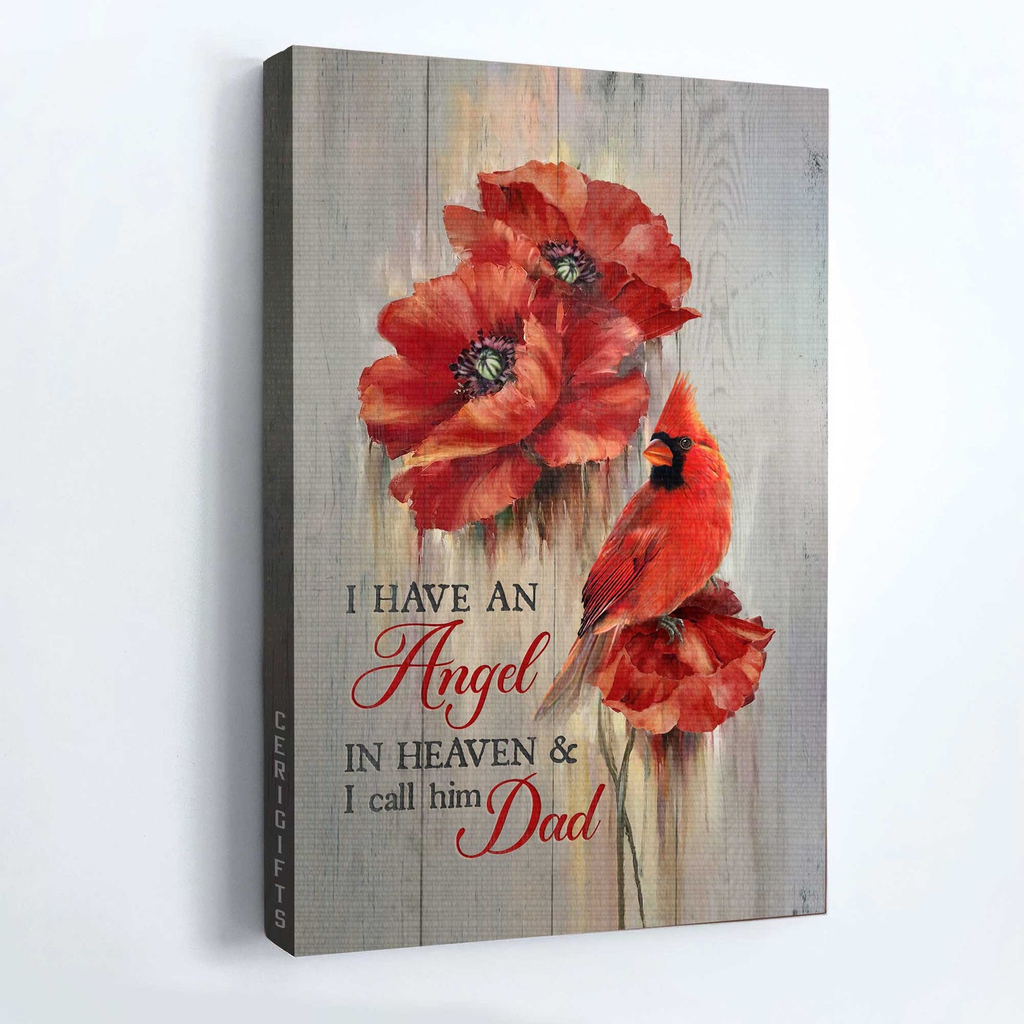 Memorial Portrait Canvas- Red poppy drawing, Still life painting- Gift for members family- I have an angel in heaven - Heaven Portrait Canvas Prints, Wall Art