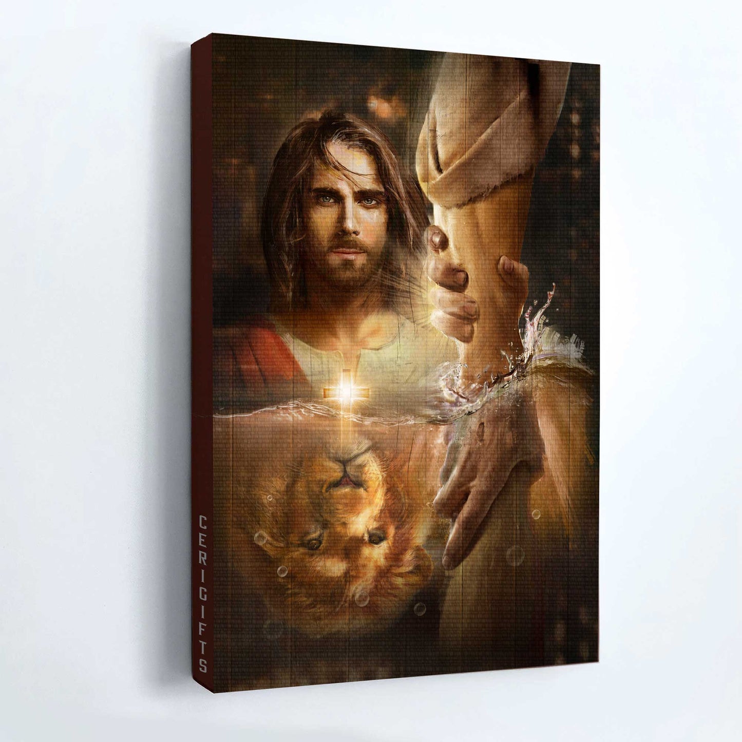 Jesus Portrait Canvas- Lion of Judah, Jesus painting, I will uphold you with my righteous right hand- Gift for Christian - Portrait Canvas Prints, Christian Wall Art
