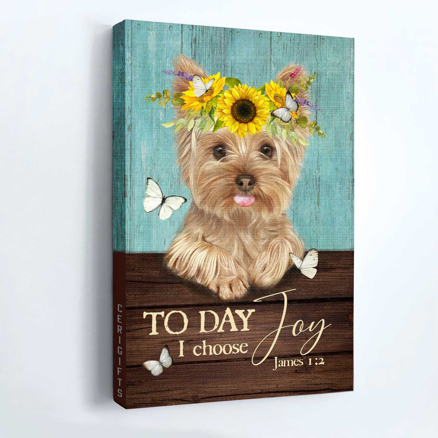 Yorkshire Terrier Dog Portrait Canvas - Yorkshire Terrier, Flower Wreath, Jesus Canvas - Gift for Yorkshire Terrier, Dog Lovers, Christian - Today I Choose Joy