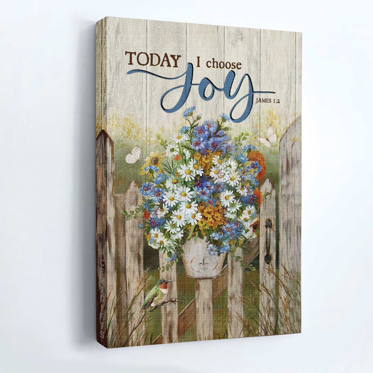 Jesus Portrait Canvas- Pretty flower vase, Beautiful garden, Butterfly, Today I choose joy canvas- Gift for Christian - Portrait Canvas Prints, Christian Wall Art