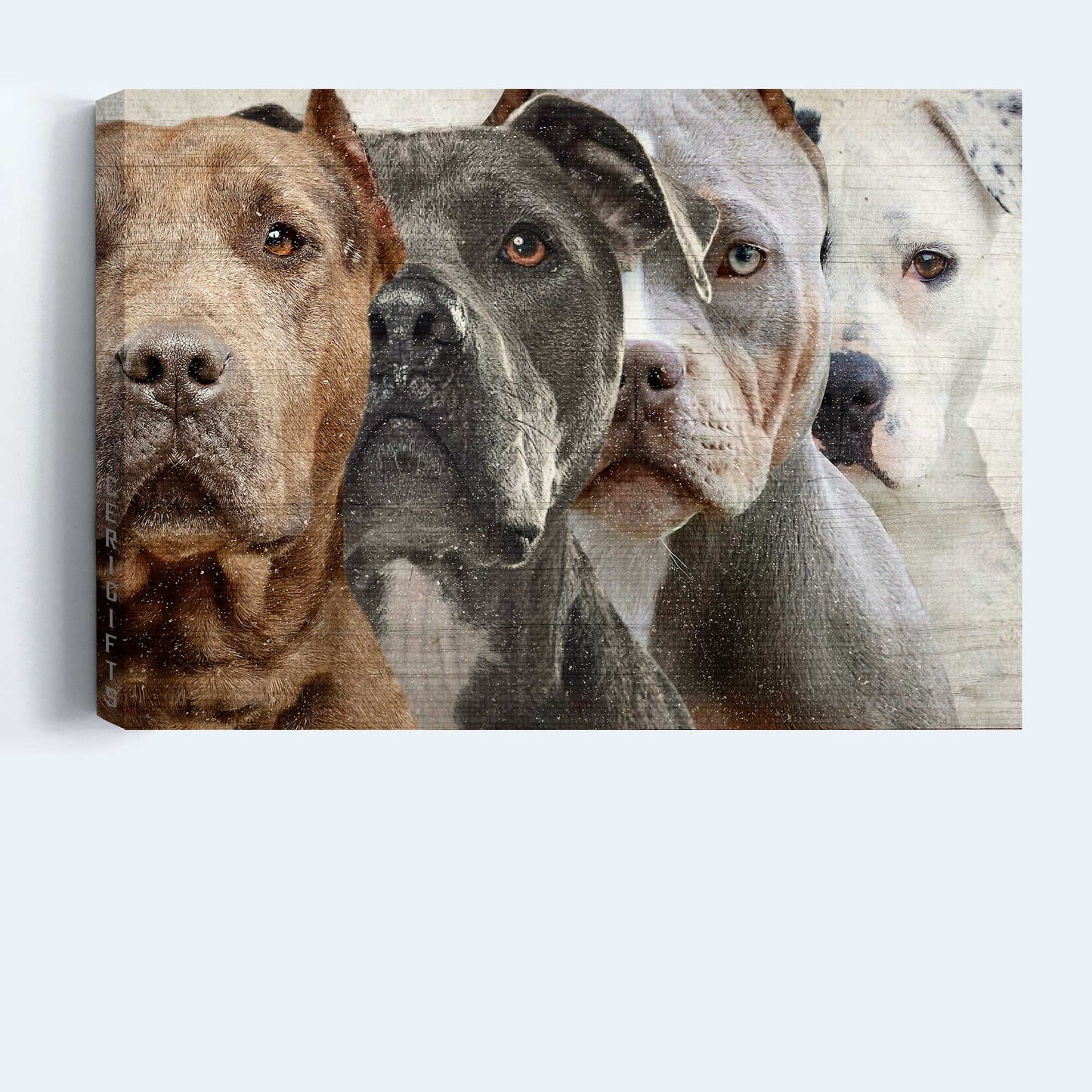 Pitbull Landscape Canvas- Awesome Pitbull, Pitbull Family, Dog Landscape Canvas- Gift For Pitbull Lover