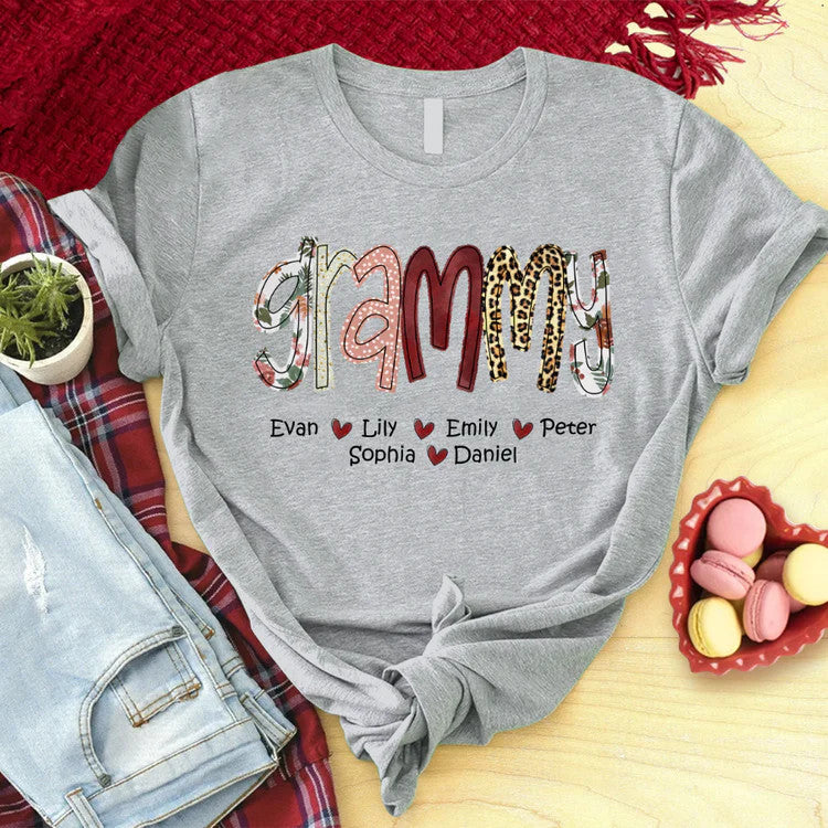Grammy And Kids Custom T-Shirt, Mother's Day Personalized T-Shirt- Gift For Granma, Mimi, Nana, Grammy
