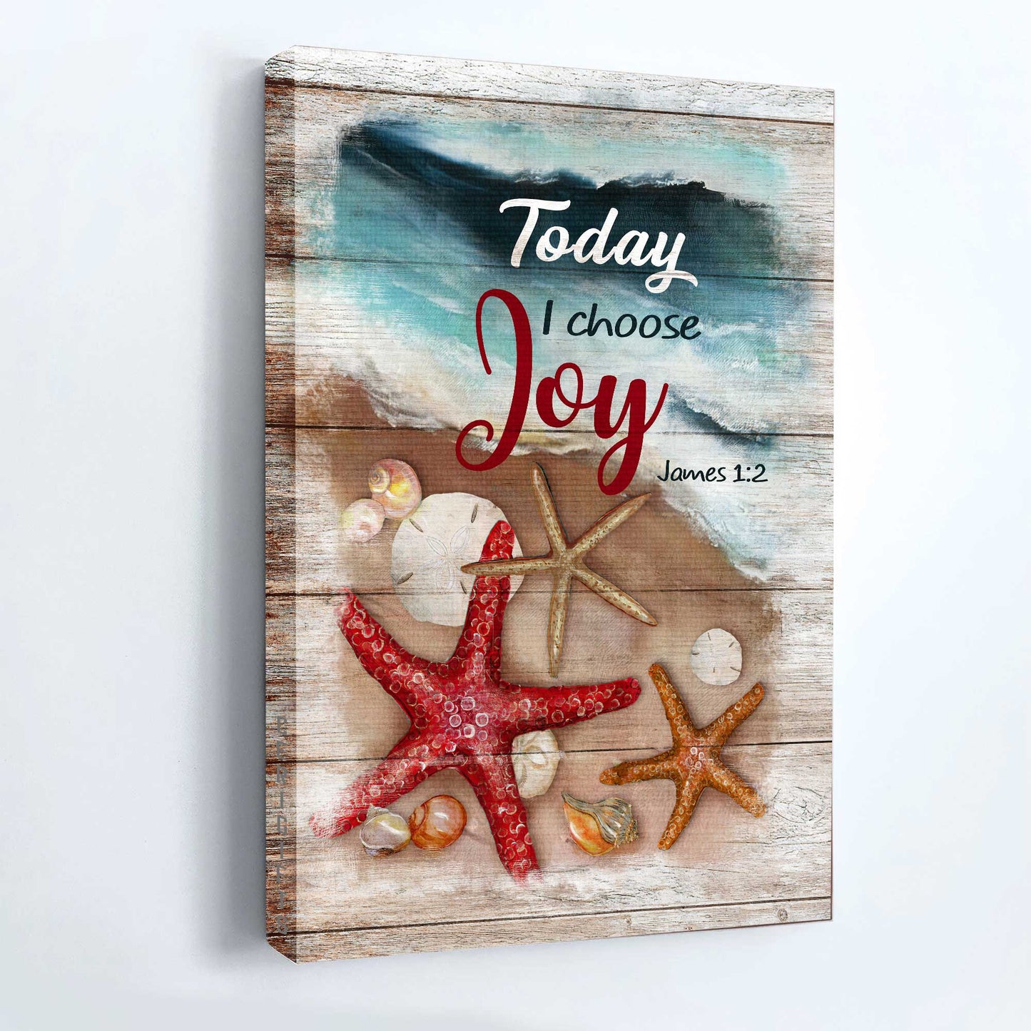 Jesus Portrait Canvas- Starfish drawing, Blue ocean painting, Today I choose joy canvas- Gift for Christian- Portrait Canvas Prints, Wall Art