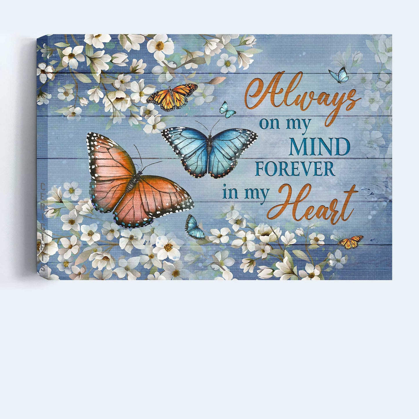 Memorial Landscape Canvas- Pretty butterflies, Monarch butterfly, Jasmine flower painting- Gift for Family- Always on my mind - Heaven Landscape Canvas Prints, Wall Art