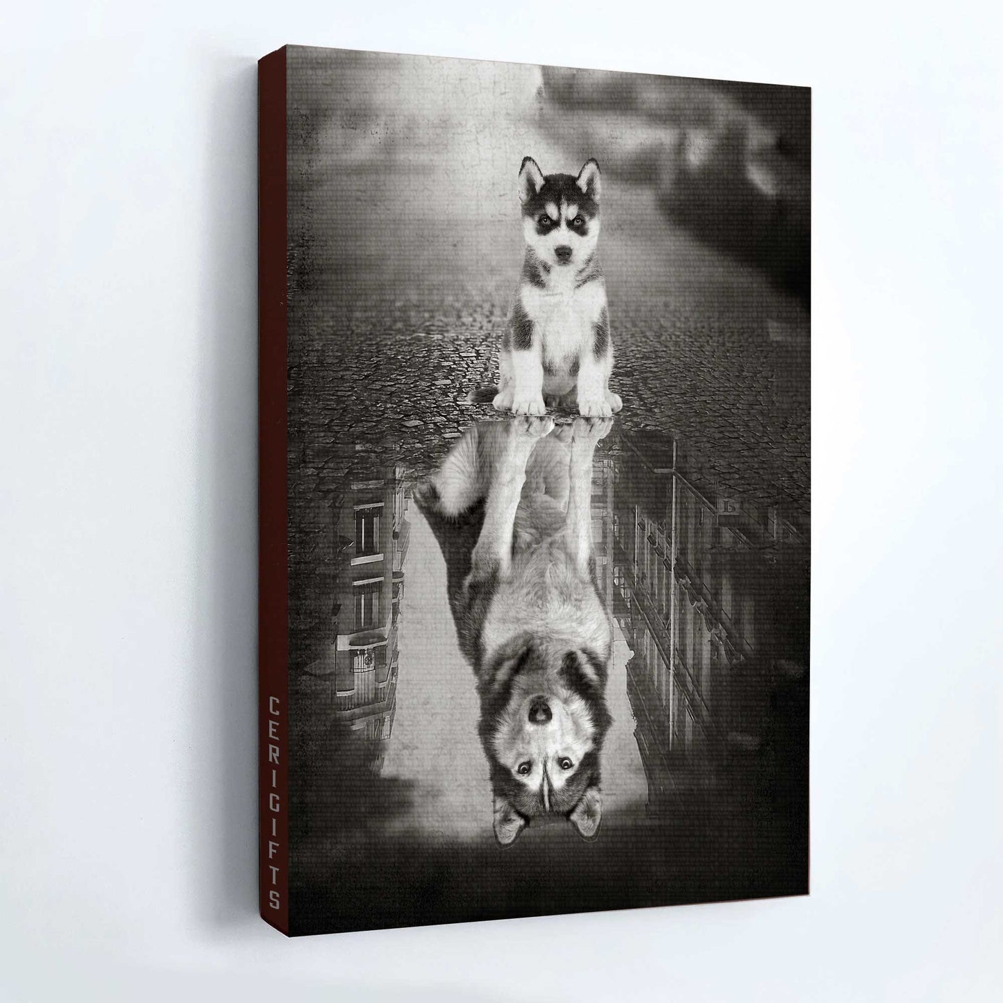 Siberian Husky Siberian Husky- Husky puppy, Now and then- Gift for Christian - Dog Portrait Canvas Prints, Wall Art