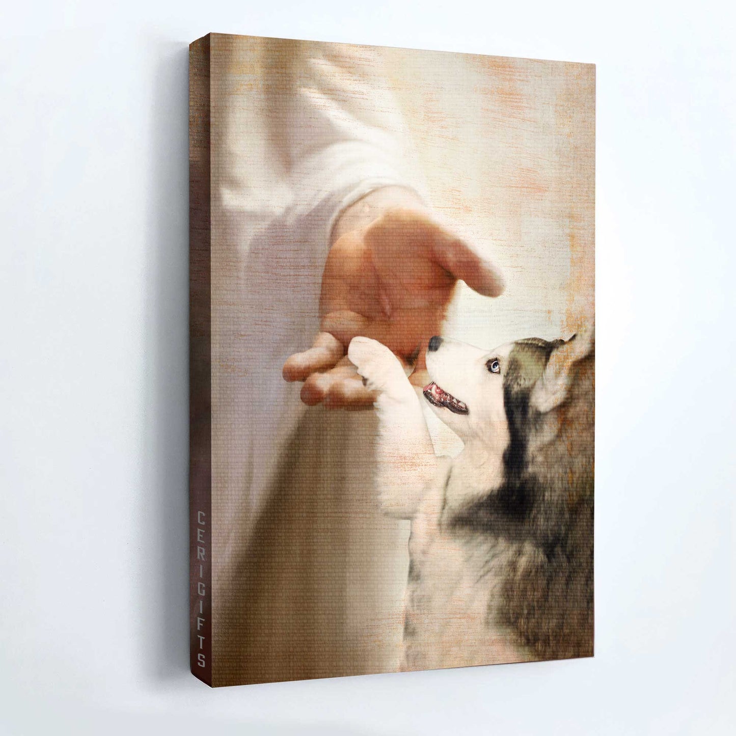 Jesus Portrait Canvas- Siberian Husky, Take my hand Jesus- Gift for Christian, Dog lover - Dog Portrait Canvas Prints, Wall Art