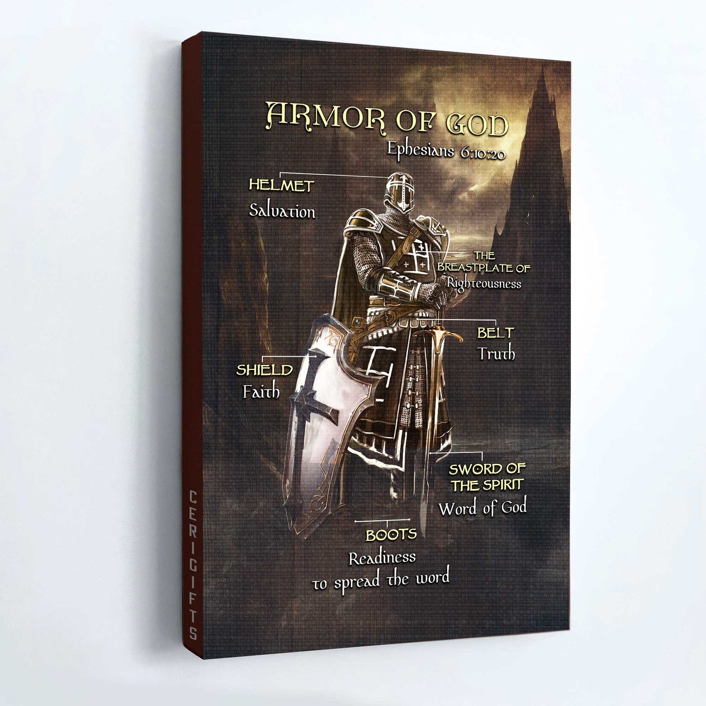 Jesus Portrait Canvas - Armor Of God, The Knight Of God, Warrior Painting, Under The Command Of God Portrait Canvas- Gift For Christian