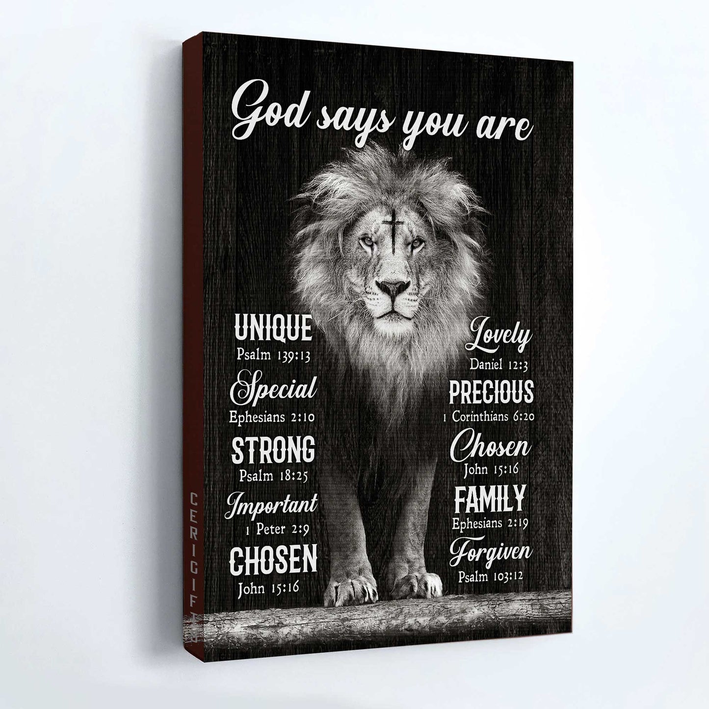 Jesus Portrait Canvas- Lion of Judah, Cross, God says you are- Gift for Christian - Portrait Canvas Prints, Wall Art