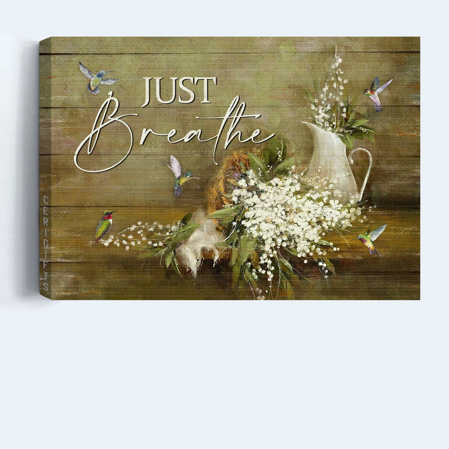 Jesus Landscape Canvas - Baby flower, Hummingbird, Still Painting, Just breathe - Gift For Christian - Landscape Canvas Prints, Wall Art