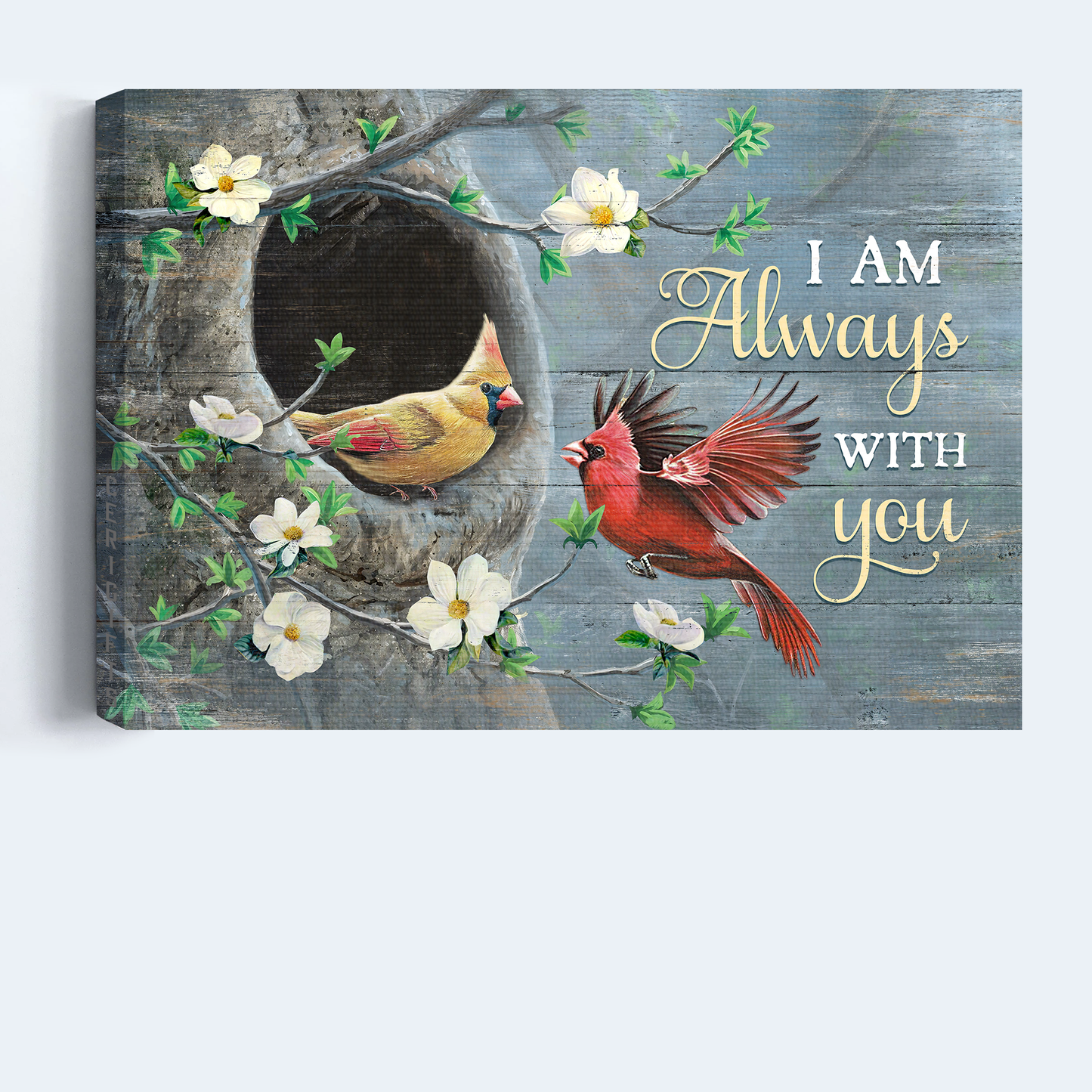 Heaven Landscape Canvas - Cardinal Painting, Beautiful Japanese Anemone Landscape Canvas - Memorial Gift For Family Members - I Am Always With You