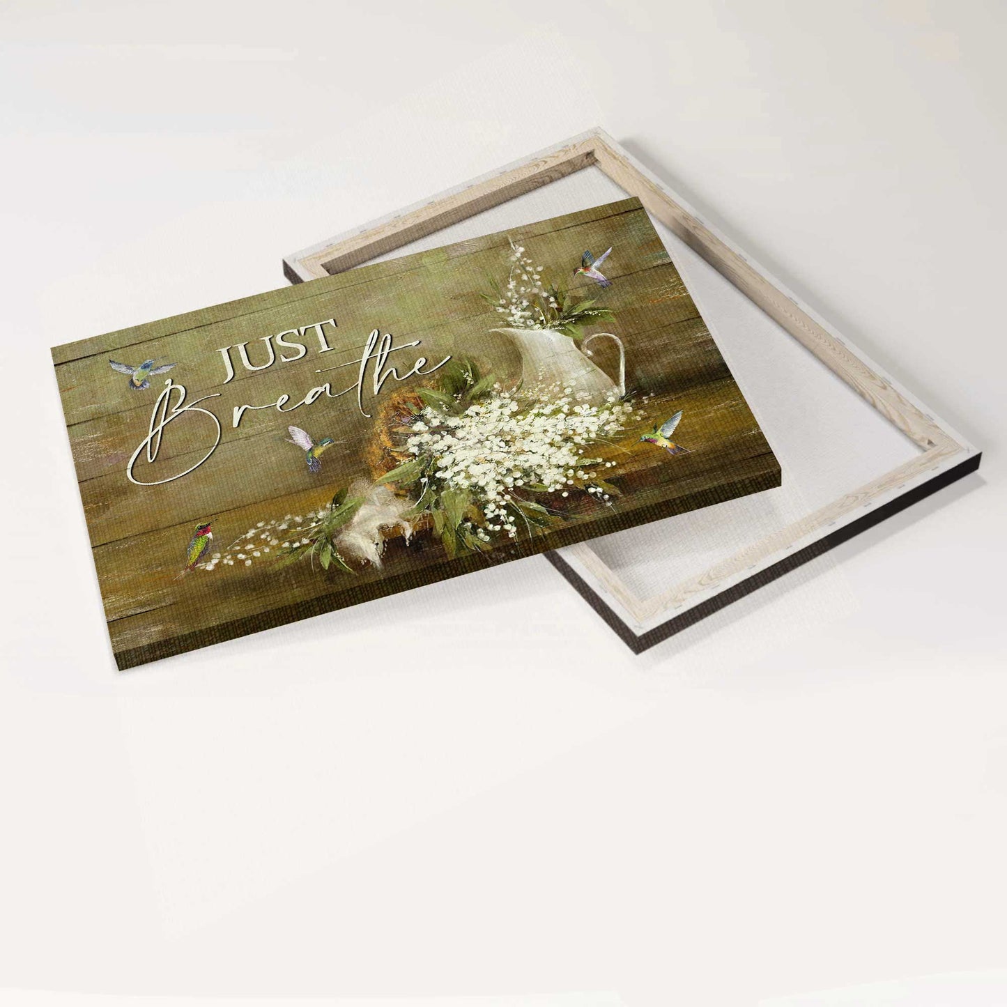 Jesus Landscape Canvas - Baby flower, Hummingbird, Still Painting, Just breathe - Gift For Christian - Landscape Canvas Prints, Wall Art