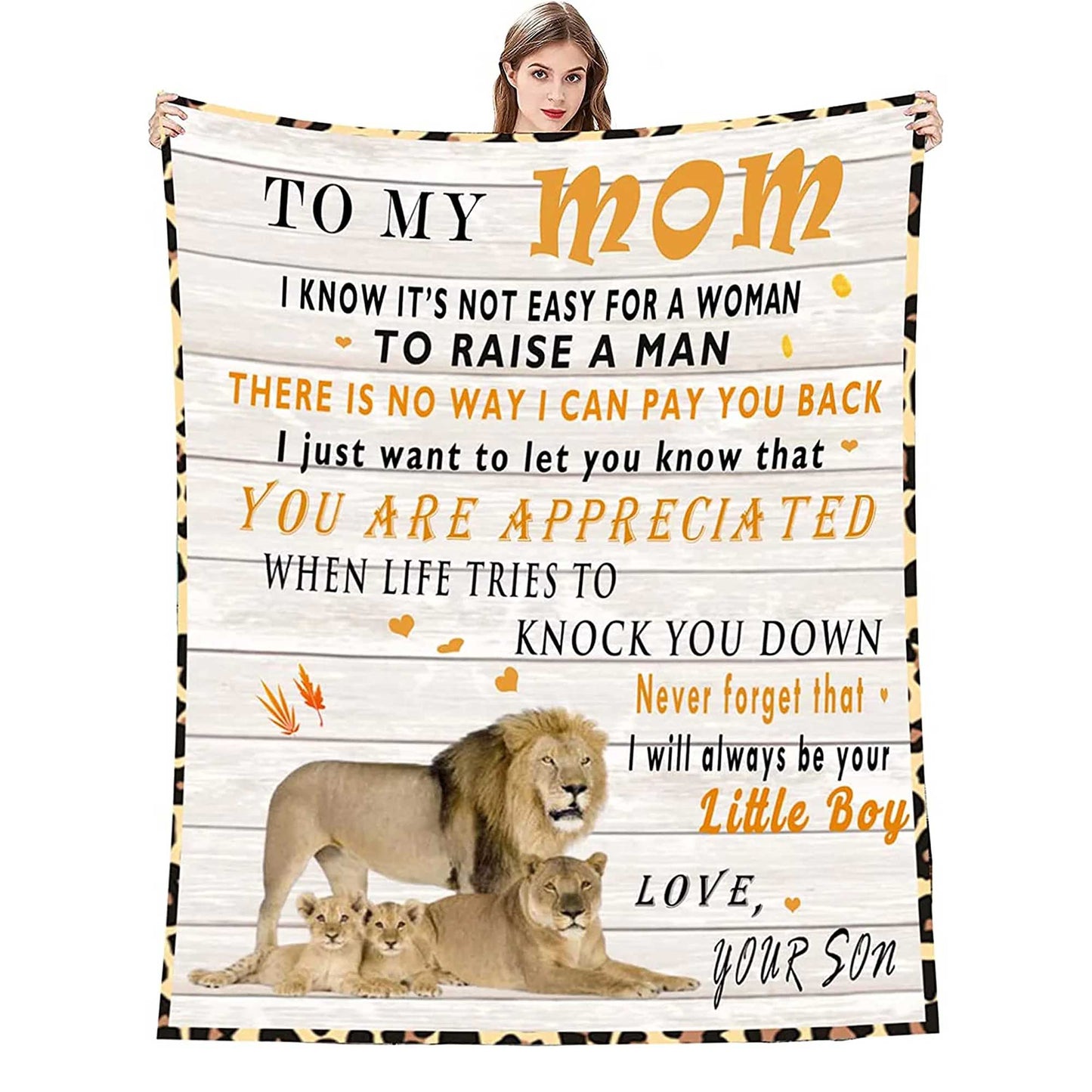 Gift For Mom Personalized Blanket - Custom Name, To My Mom, I Lion Family, Love Letter Blanket - Gift For Mother's Day, Presents For Mom From Son