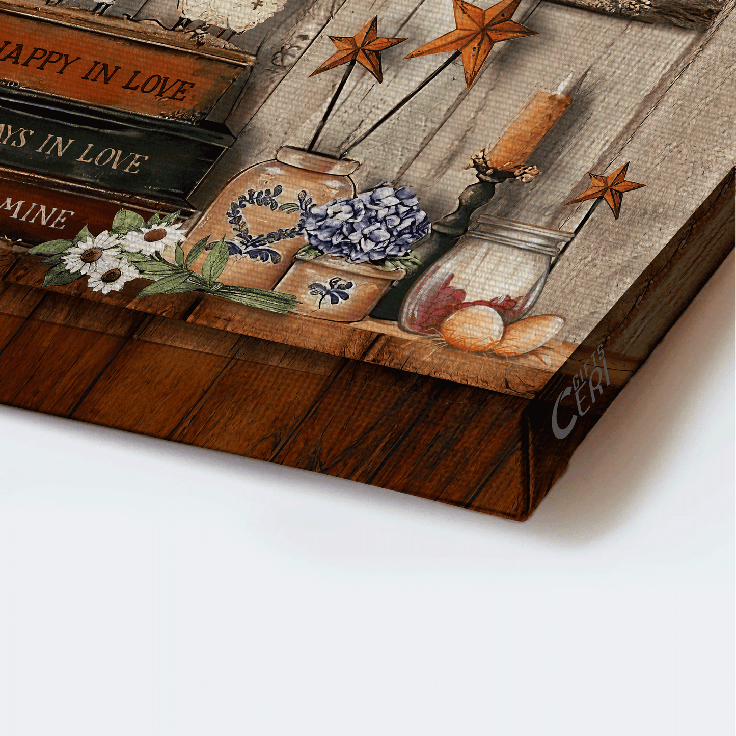 Couple Landscape Canvas - Antique book, Vintage room, Flower painting, Together is our favorite place Landscape Canvas - Gift For Couple, Spouse, Lover