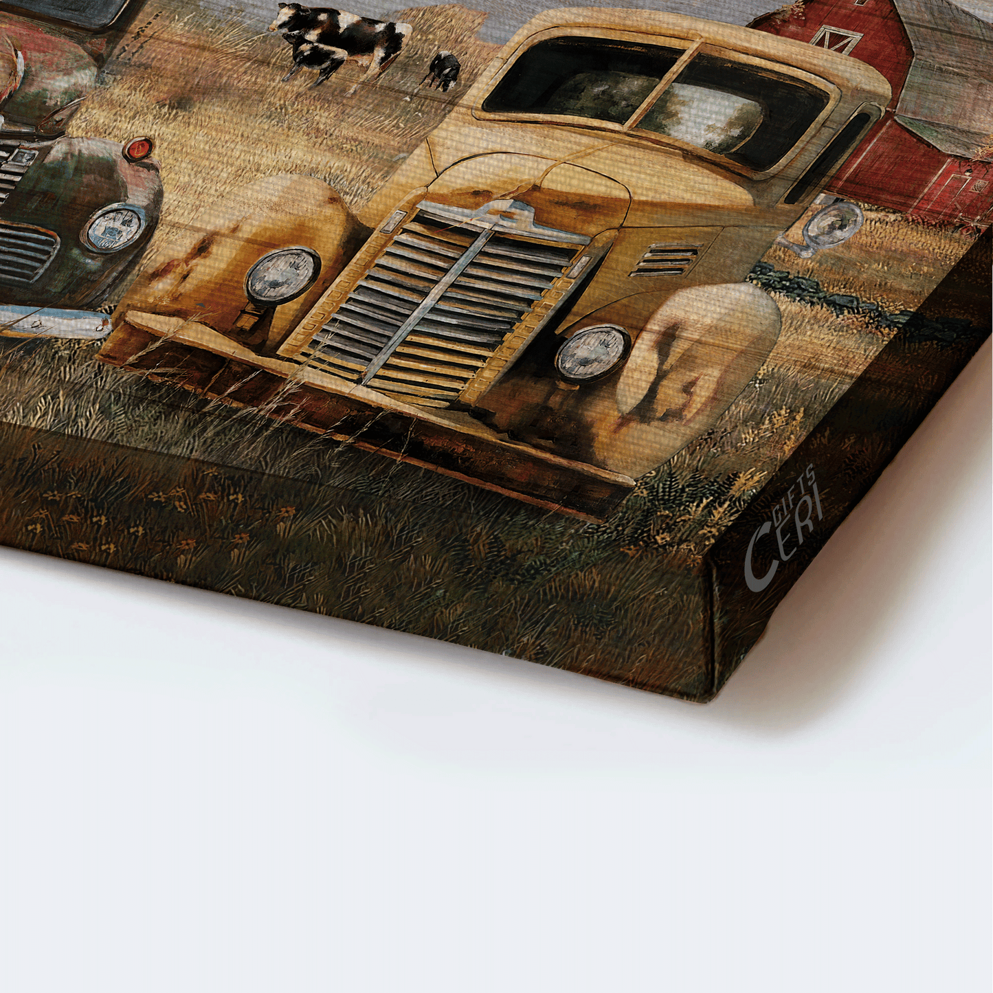 Couple Landscape Canvas - Antique ladybug car, Dairy cow, Rice field Landscape Canvas - Gift For Couple, Spouse, Lover - You and me, We got this