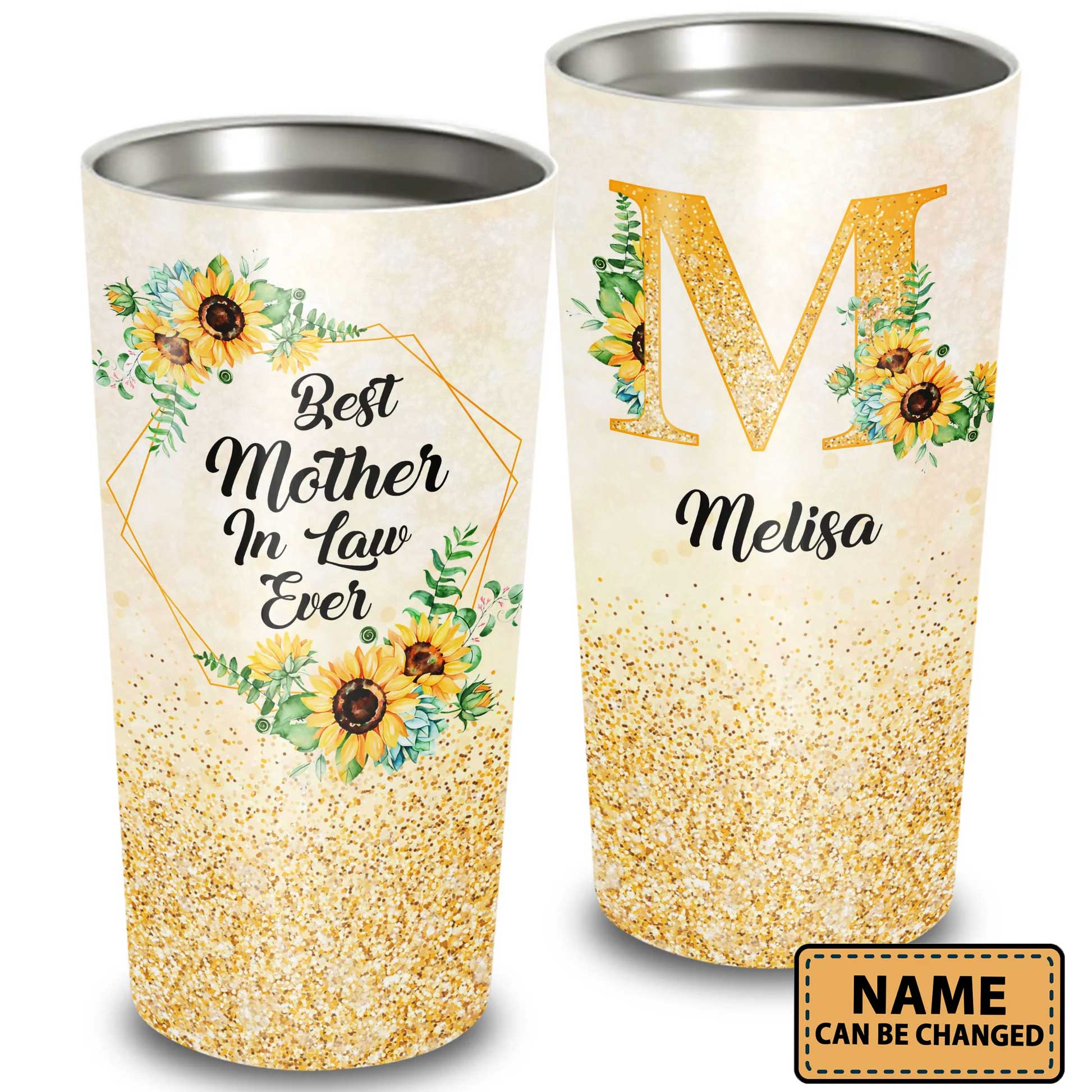 Personalized Mother's Day Gift Tumbler - Custom Gift For Mother's Day, Presents for Mom, Mother-In-Law - Sunflower, Best Mother In Law Ever Tumbler