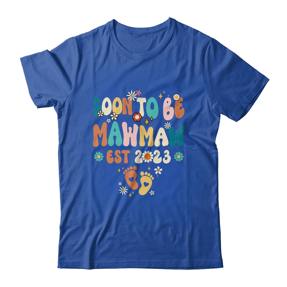 Groovy Custom Name Mom Mother's Day T-shirt - Soon To Be Mawmaw Est 2023 Pregnancy Announcement Personalized Shirt - Perfect Gift For Gigi, Nana