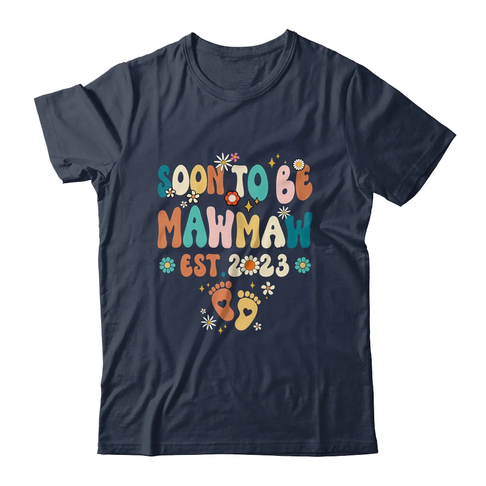 Groovy Custom Name Mom Mother's Day T-shirt - Soon To Be Mawmaw Est 2023 Pregnancy Announcement Personalized Shirt - Perfect Gift For Gigi, Nana