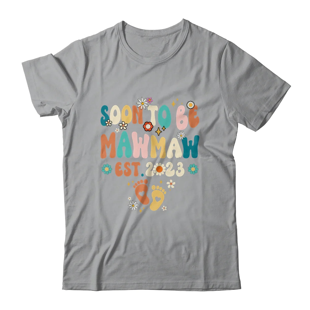 Groovy Custom Name Mom Mother's Day T-shirt - Soon To Be Mawmaw Est 2023 Pregnancy Announcement Personalized Shirt - Perfect Gift For Gigi, Nana