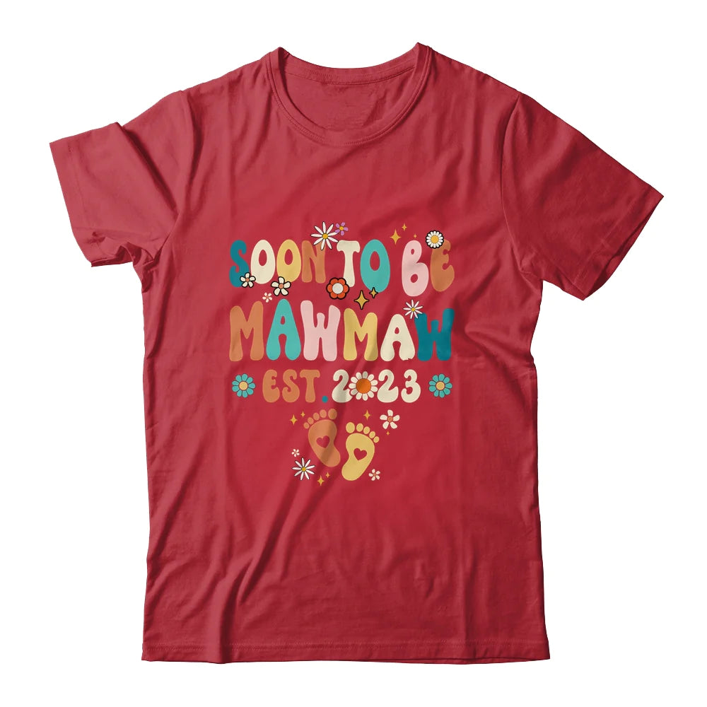 Groovy Custom Name Mom Mother's Day T-shirt - Soon To Be Mawmaw Est 2023 Pregnancy Announcement Personalized Shirt - Perfect Gift For Gigi, Nana