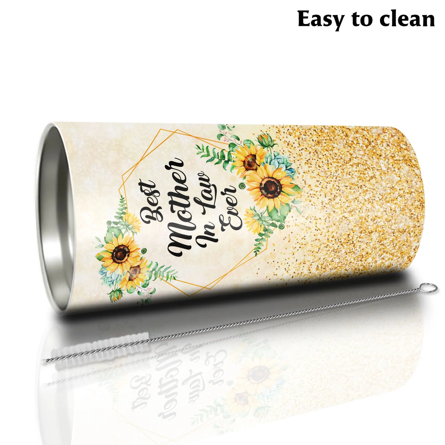 Personalized Mother's Day Gift Tumbler - Custom Gift For Mother's Day, Presents for Mom, Mother-In-Law - Sunflower, Best Mother In Law Ever Tumbler