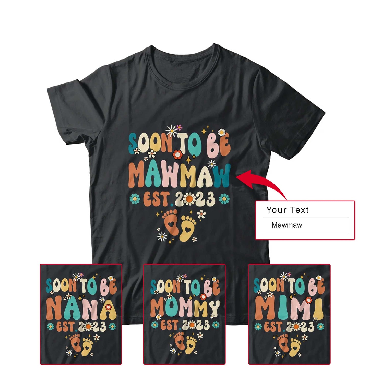 Groovy Custom Name Mom Mother's Day T-shirt - Soon To Be Mawmaw Est 2023 Pregnancy Announcement Personalized Shirt - Perfect Gift For Gigi, Nana