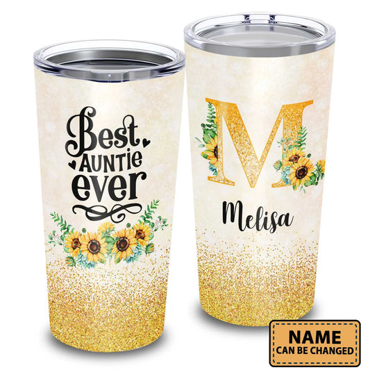 Personalized Mother's Day Gift Tumbler - Custom Gift For Mother's Day, Presents for Mom - Sunflower, Best Auntie Ever Tumbler