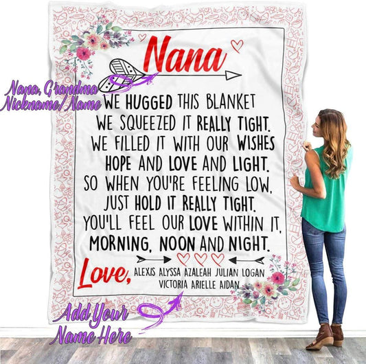 Gift For Mom Personalized Blanket - Custom Name Blanket - Gift For Mother's Day, Presents For Grandma Mimi Nana Gigi Gaga From Grandkids