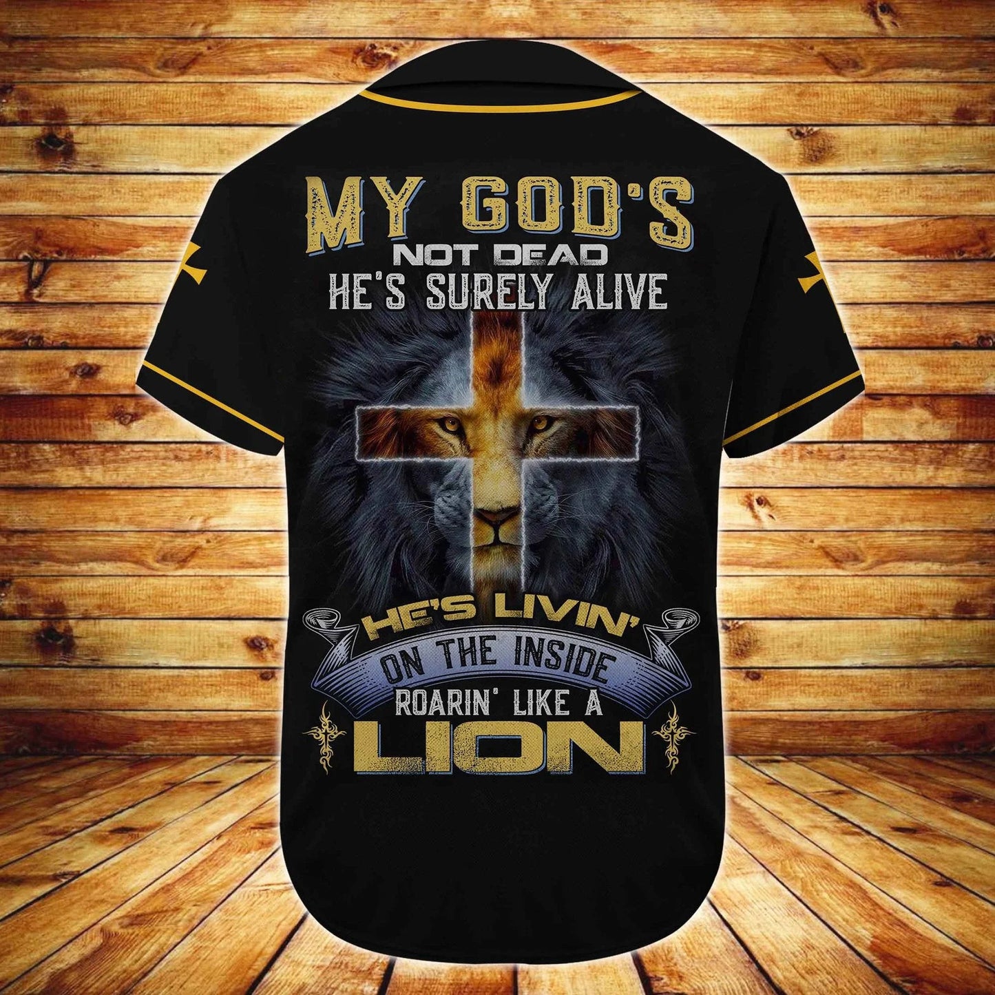 Personalized Jesus Baseball Jersey - Cross, Lion Baseball Jersey - Gift For Christians - My God's not dead Custom Baseball Jersey Shirt For Men Women