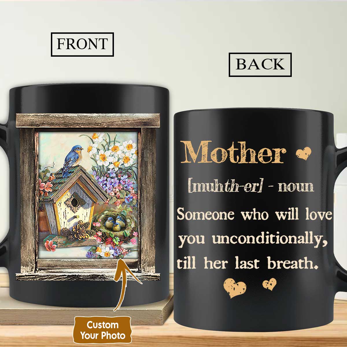 Gift For Mom Personalized Mug - Daughter to mom, Beautiful birdhouse, Flower Mug - Custom Gift For Mother's Day, Presents for Mom - Mother love Mug