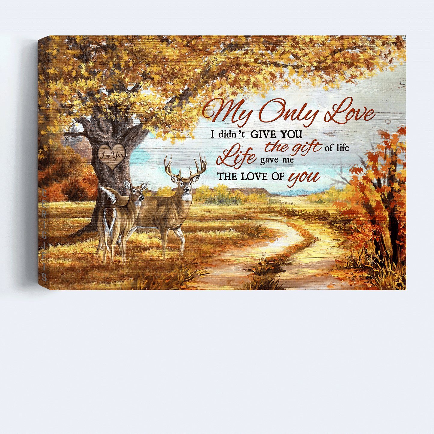 Couple Landscape Canvas - Autumn forest, Deer painting Landscape Canvas - Gift For Couple, Spouse, Lover - Life gave me the love of you