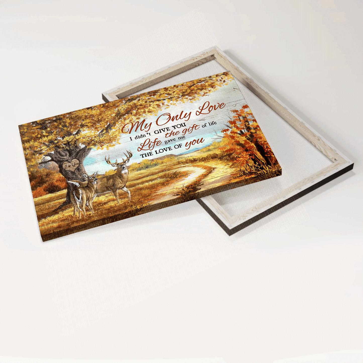 Couple Landscape Canvas - Autumn forest, Deer painting Landscape Canvas - Gift For Couple, Spouse, Lover - Life gave me the love of you