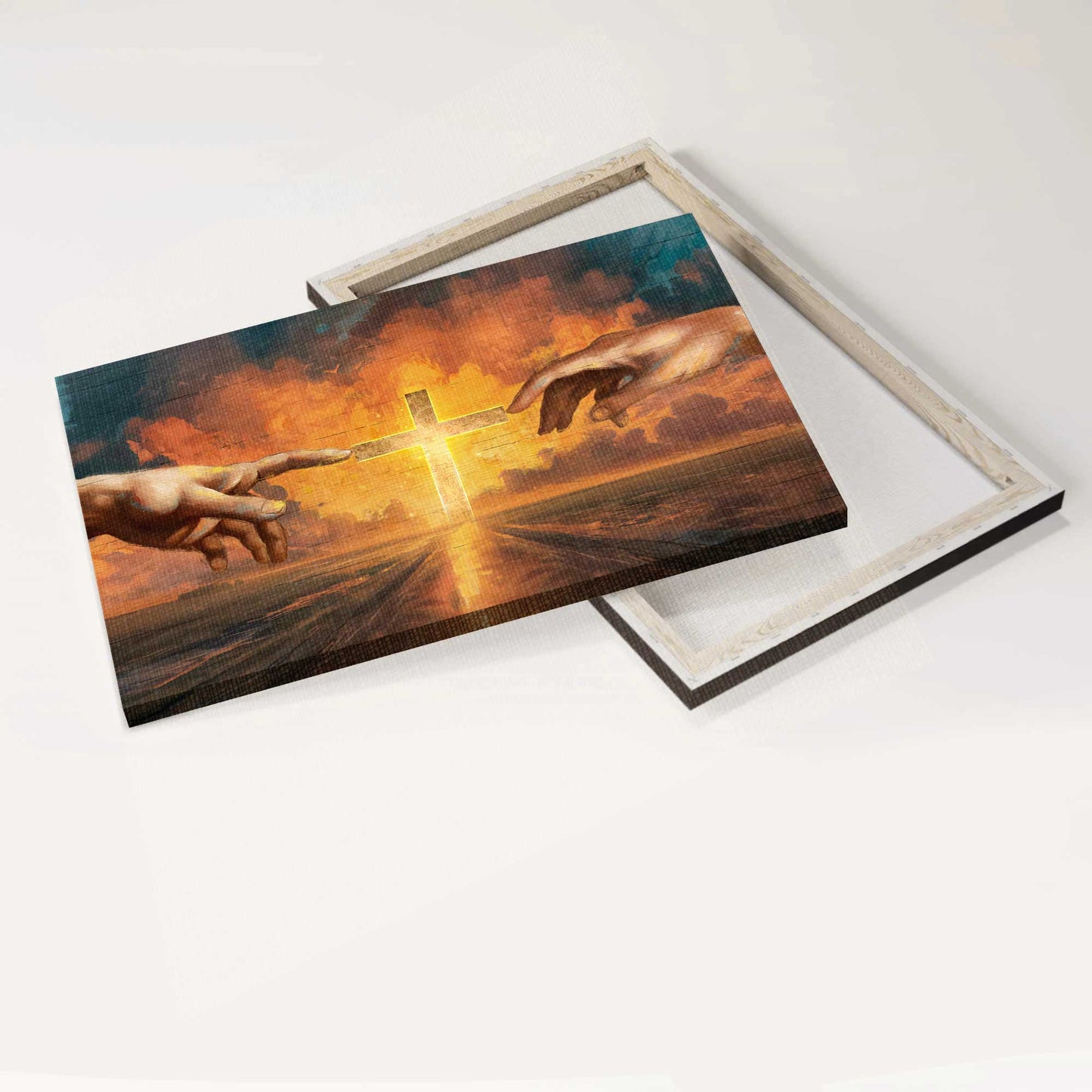 Jesus Landscape Canvas- Abstract Cross Painting, Watercolor Sunset, Inspirational Art Landscape Canvas- Gift For Religious Christian