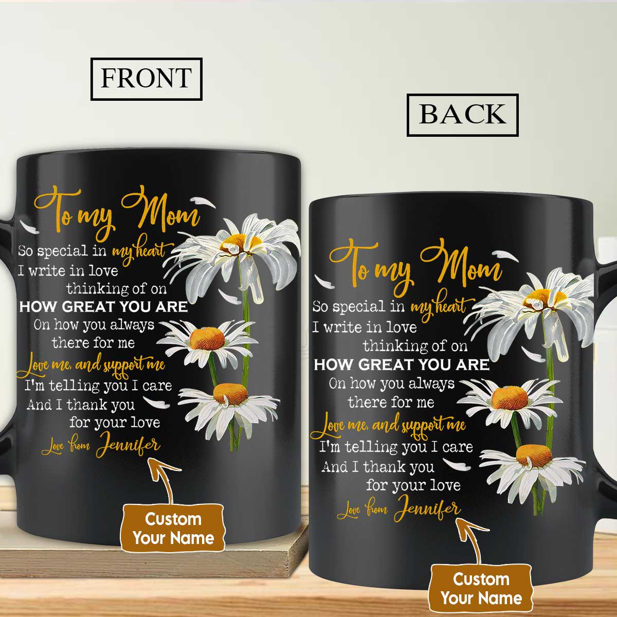 Gift For Mom Personalized Mug - Daughter to mom, Daisy painting Mug - Custom Gift For Mother's Day, Presents for Mom - I thank you for your love Mug