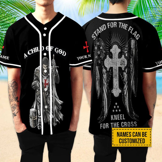 Personalized Jesus Baseball Jersey - Cross, Knight Templar Baseball Jersey - Gift For Christians - Stand For The Flag Custom Printed Baseball Jersey