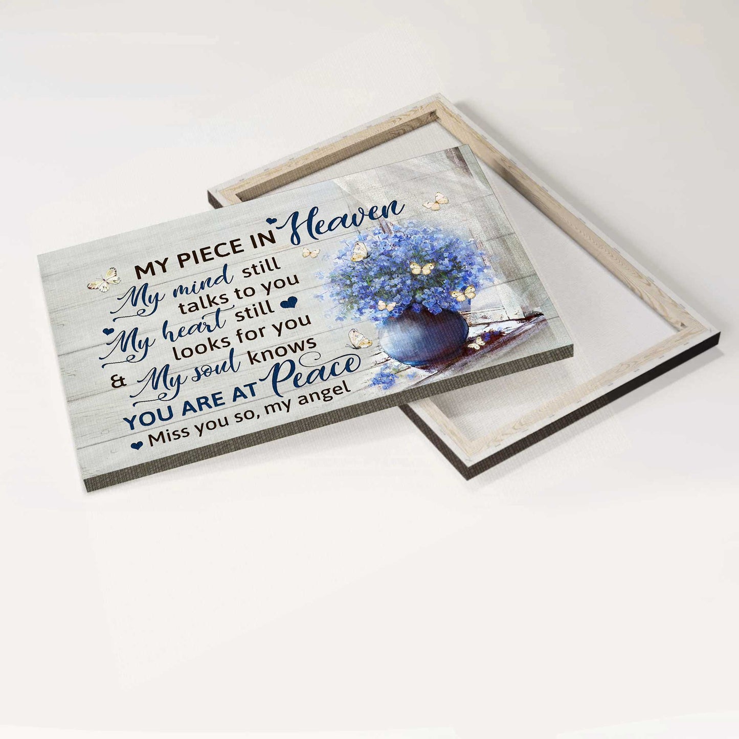 Memorial Landscape Canvas- Baby Blue Eyes, Butterfly, Heaven Landscape Canvas- Gift For Members Family- My Soul Knows You Are At Peace