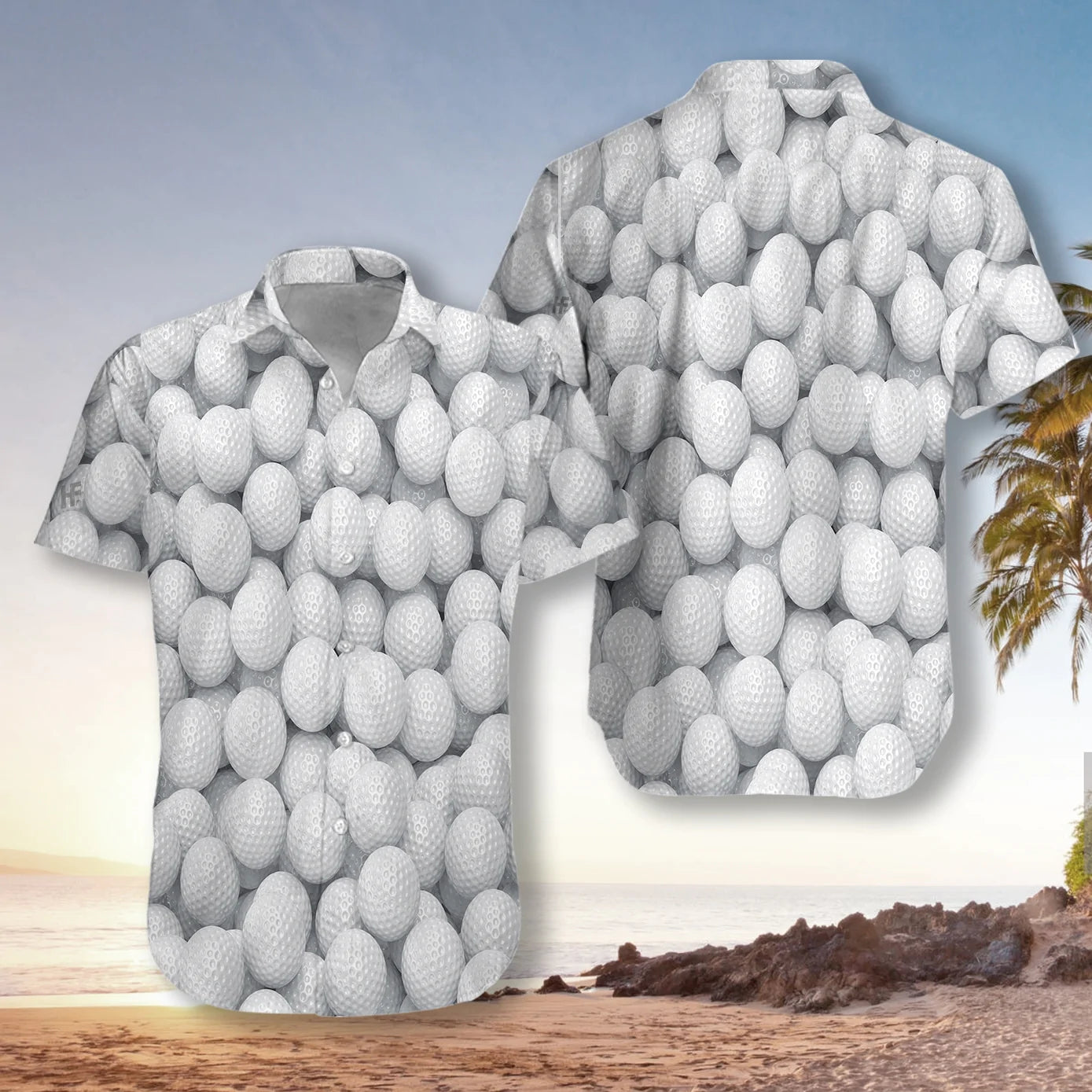 3D Render Golf Balls Hawaiian Shirt, Golf Balls Pattern Aloha Shirt For Men, Perfect Gift For Golf Lovers