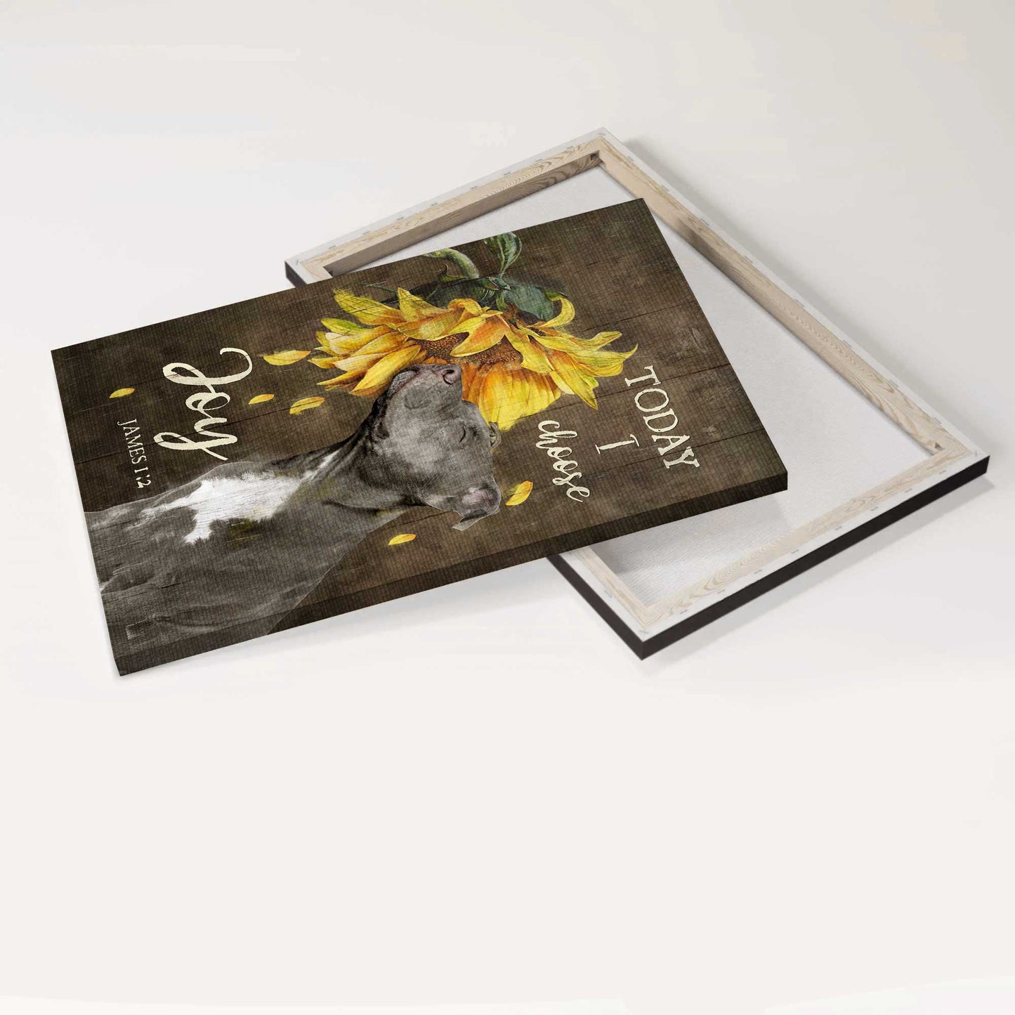 Pitbull Portrait Canvas- Pitbull, Sunflower, Today I choose joy - Gift for dog lover- Dog Portrait Canvas Prints, Wall Art